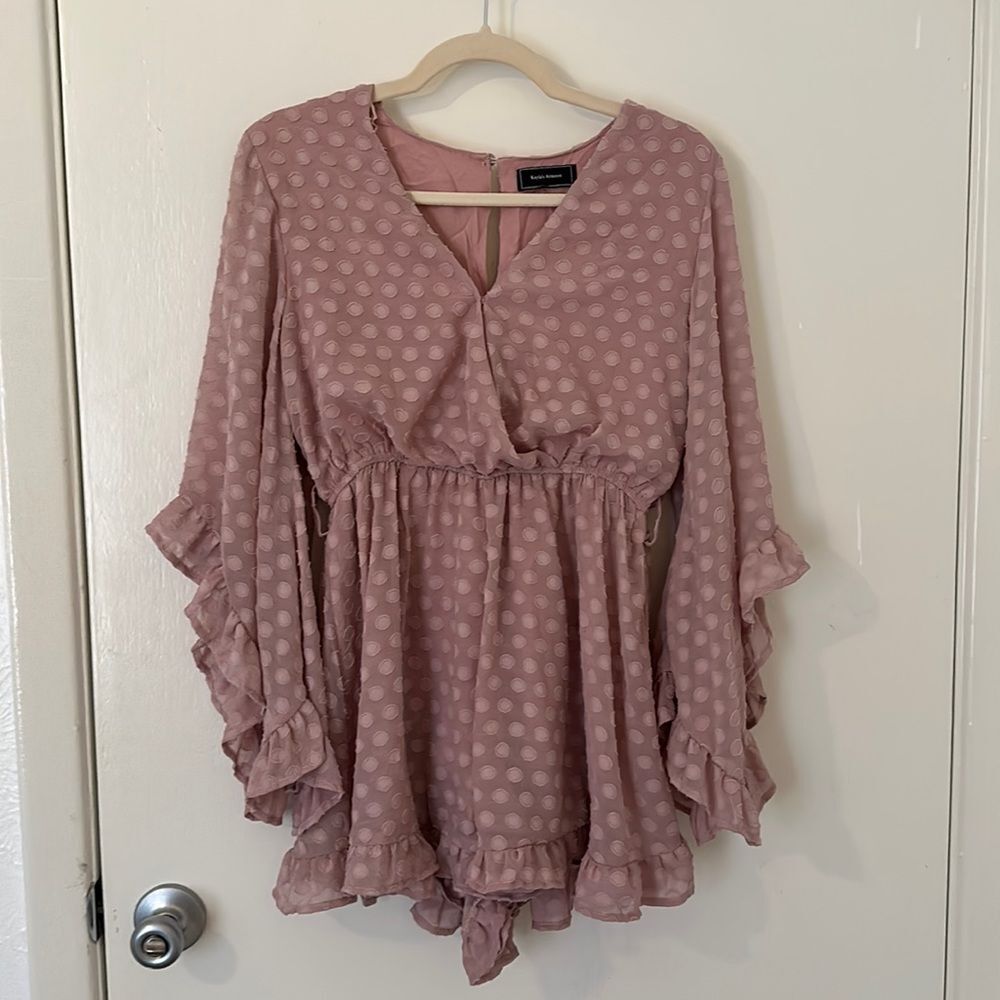 Unbranded Pink Polka Dot Ruffle Romper Dress Size M